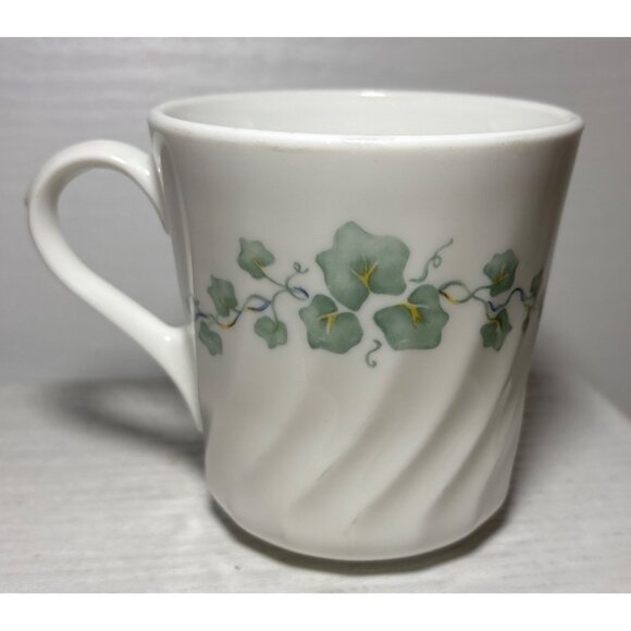 Corning USA White Swirl Callaway Ivy Pattern Coffee Mug 10 Oz - Picture 3 of 7
